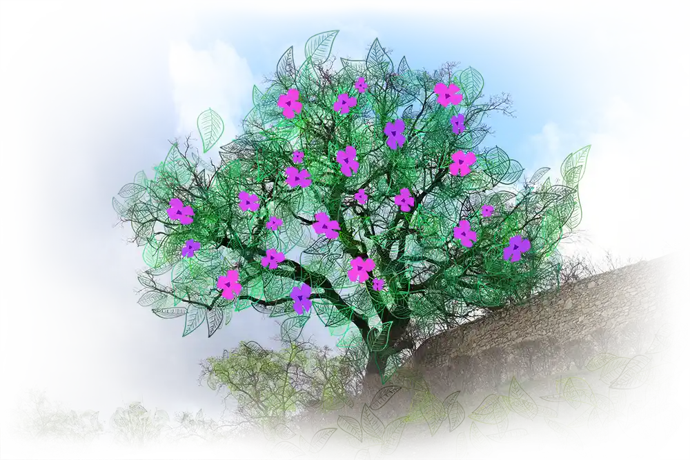 Arbre de løv au printemps de l'artiste Méta