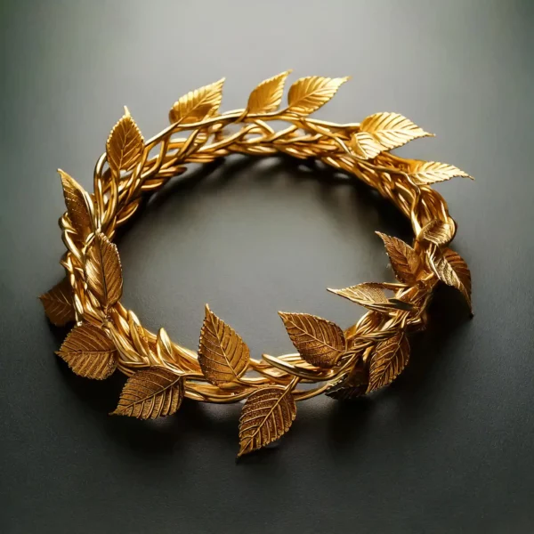 Bracelet de Løv L'Ode sculpté de feuille posé sur une table par l'artiste Méta