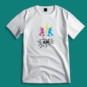 Tee-shirt Klak Elle Vs Klak Lui Blanc par l'artiste Kamille