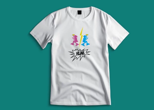 Tee-shirt Klak Elle Vs Klak Lui Blanc par l'artiste Kamille